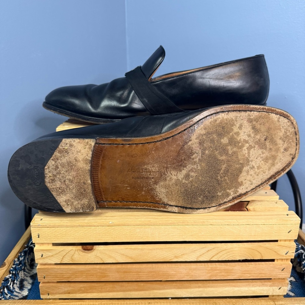 Salvatore Ferragamo Black Dress Loafers Size 15 - Picture 4 of 9